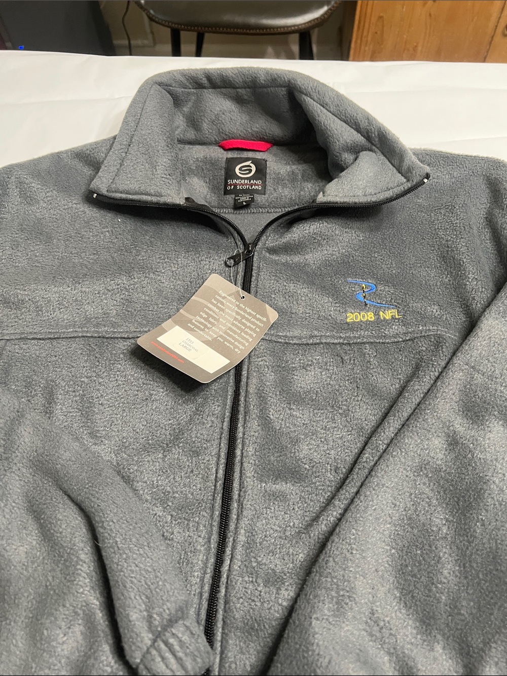 Sunderland of Scotland Men’s Gray Fleece Golf Jacket - 2008 NFL Patch